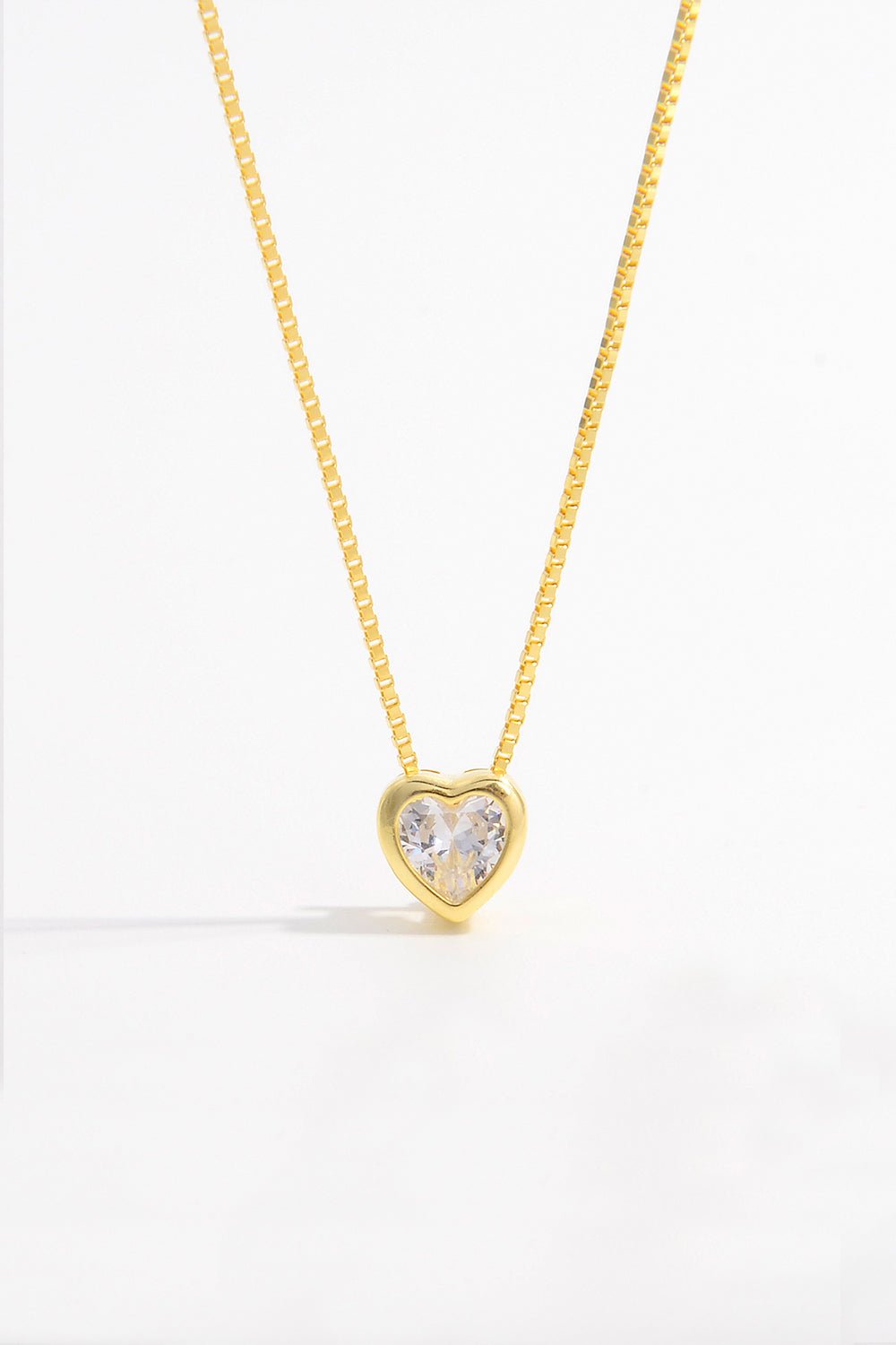 925 Sterling Silver Inlaid Zircon Heart Pendant Necklace - Jaazi Intl