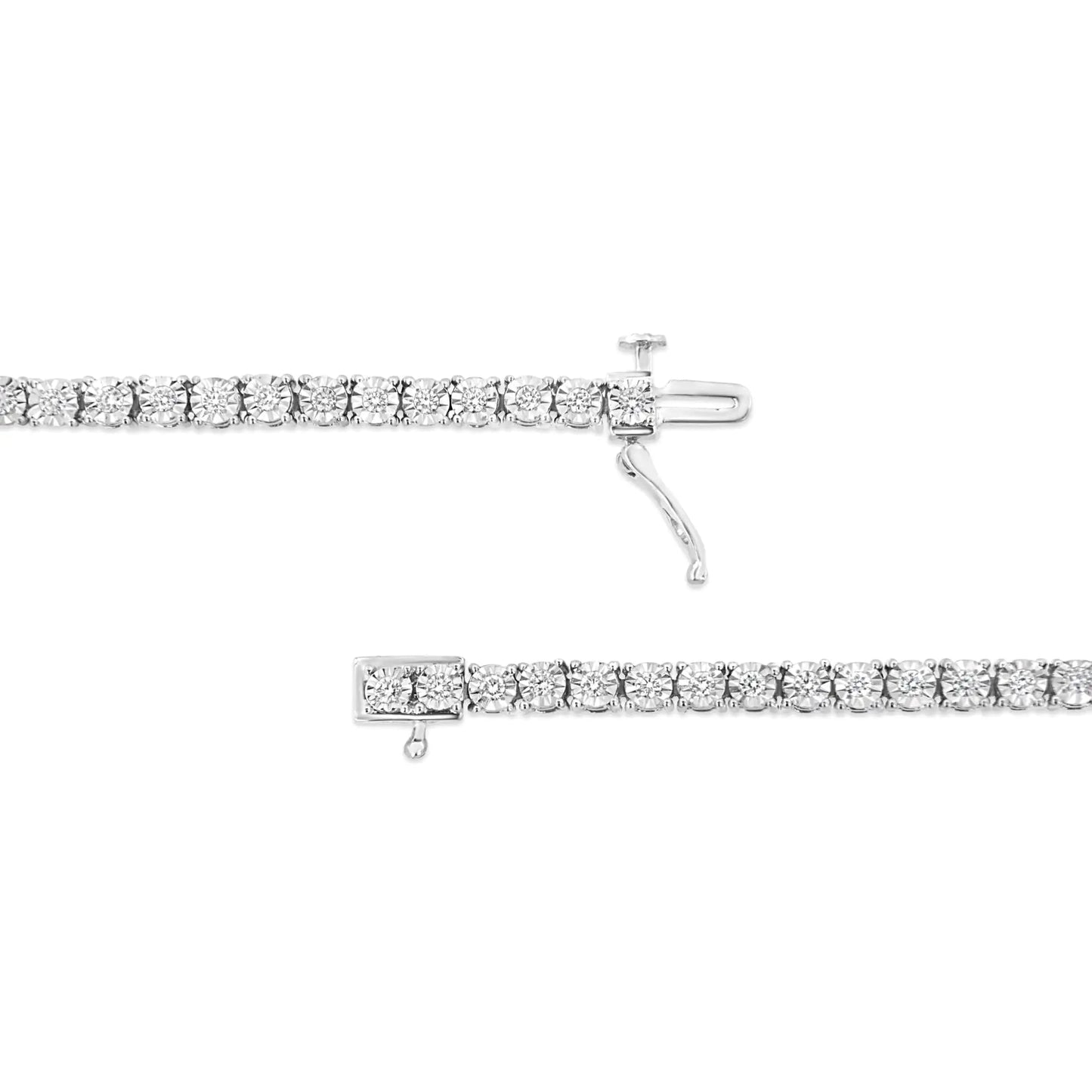 .925 Sterling Silver Lab Grown Diamond Illusion - Set Miracle Plate Tennis Bracelet - 7.25" Inches - Jaazi Intl