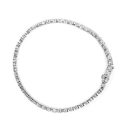 .925 Sterling Silver Lab Grown Diamond Illusion - Set Miracle Plate Tennis Bracelet - 7.25" Inches - Jaazi Intl