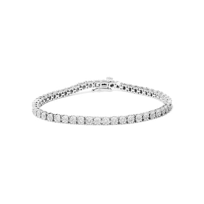 .925 Sterling Silver Lab Grown Diamond Illusion - Set Miracle Plate Tennis Bracelet - 7.25" Inches - Jaazi Intl