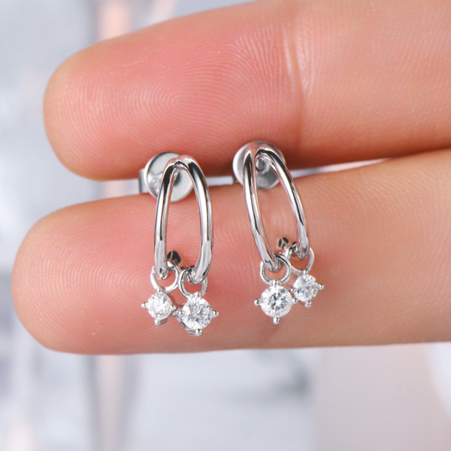 925 Sterling Silver Moissanite C - Hoop Earrings - Jaazi Intl