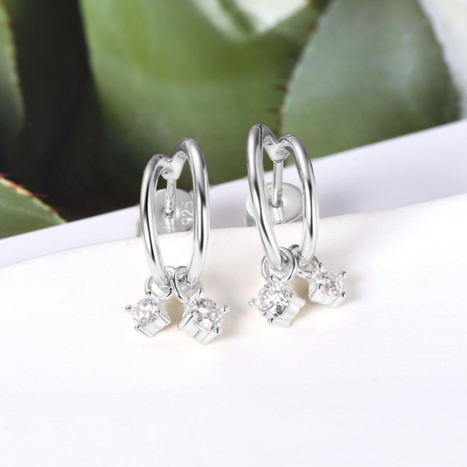 925 Sterling Silver Moissanite C - Hoop Earrings - Jaazi Intl