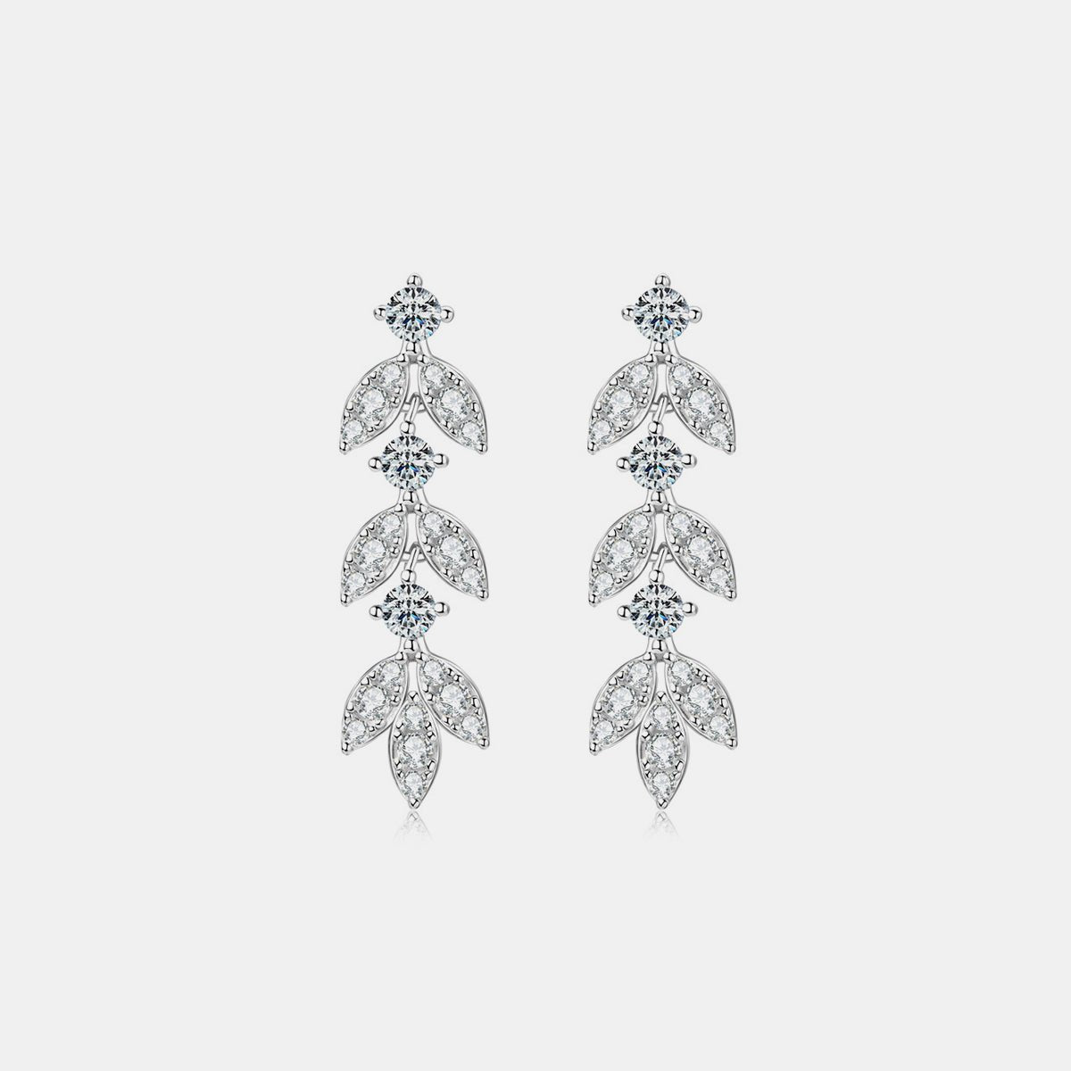 925 Sterling Silver Moissanite Leaf Earrings - Jaazi Intl