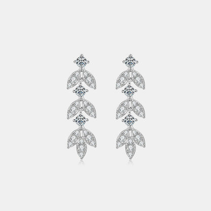 925 Sterling Silver Moissanite Leaf Earrings - Jaazi Intl