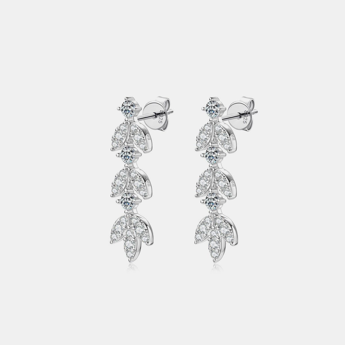 925 Sterling Silver Moissanite Leaf Earrings - Jaazi Intl