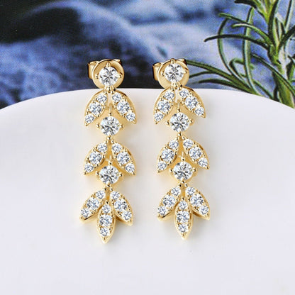 925 Sterling Silver Moissanite Leaf Earrings - Jaazi Intl