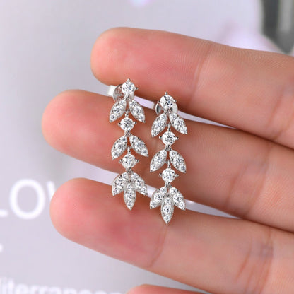 925 Sterling Silver Moissanite Leaf Earrings - Jaazi Intl