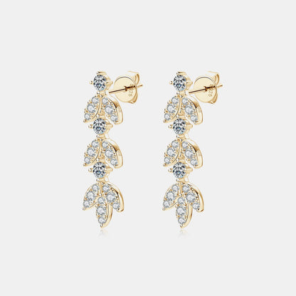 925 Sterling Silver Moissanite Leaf Earrings - Jaazi Intl