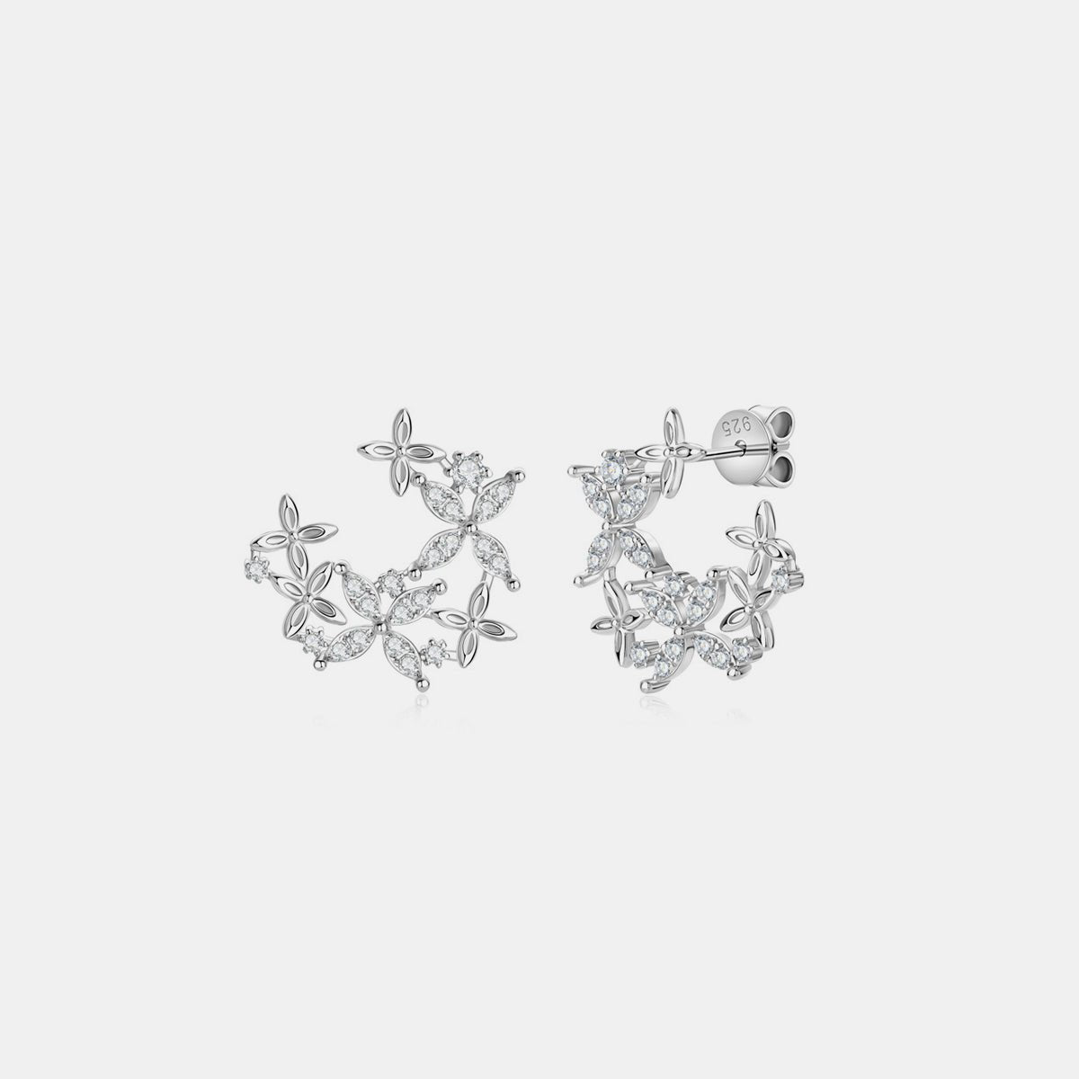 925 Sterling Silver Moissanite Lucky Clover Earrings - Jaazi Intl