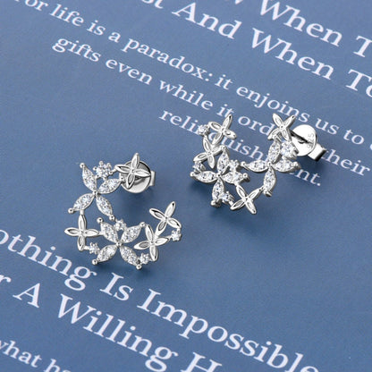 925 Sterling Silver Moissanite Lucky Clover Earrings - Jaazi Intl