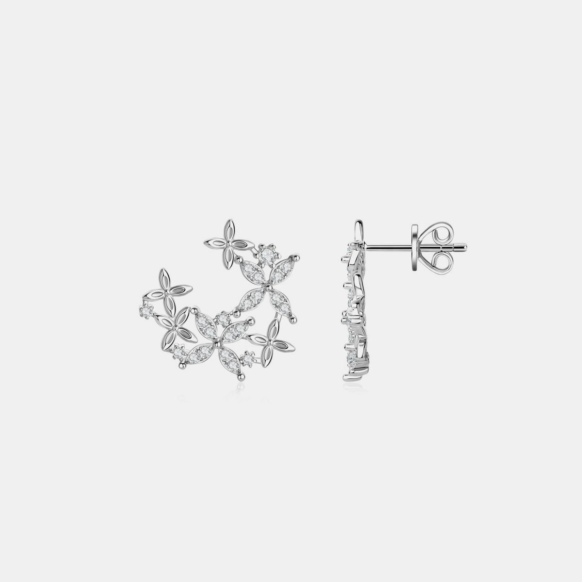 925 Sterling Silver Moissanite Lucky Clover Earrings - Jaazi Intl