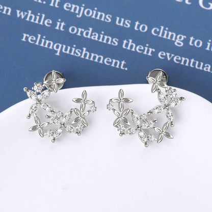 925 Sterling Silver Moissanite Lucky Clover Earrings - Jaazi Intl