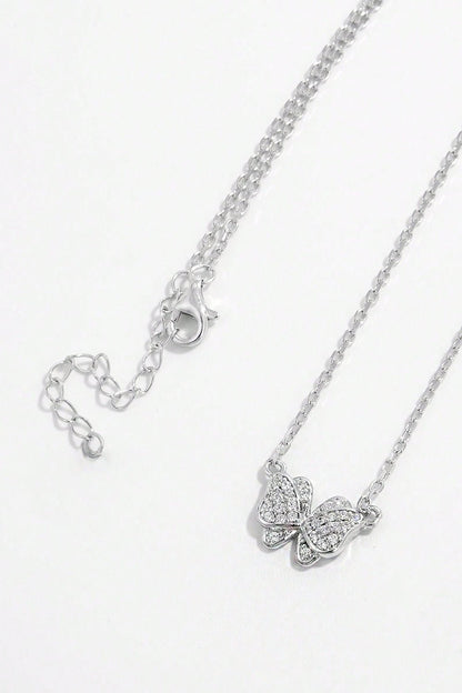 925 Sterling Silver Zircon Butterfly Pendant Necklace - Jaazi Intl