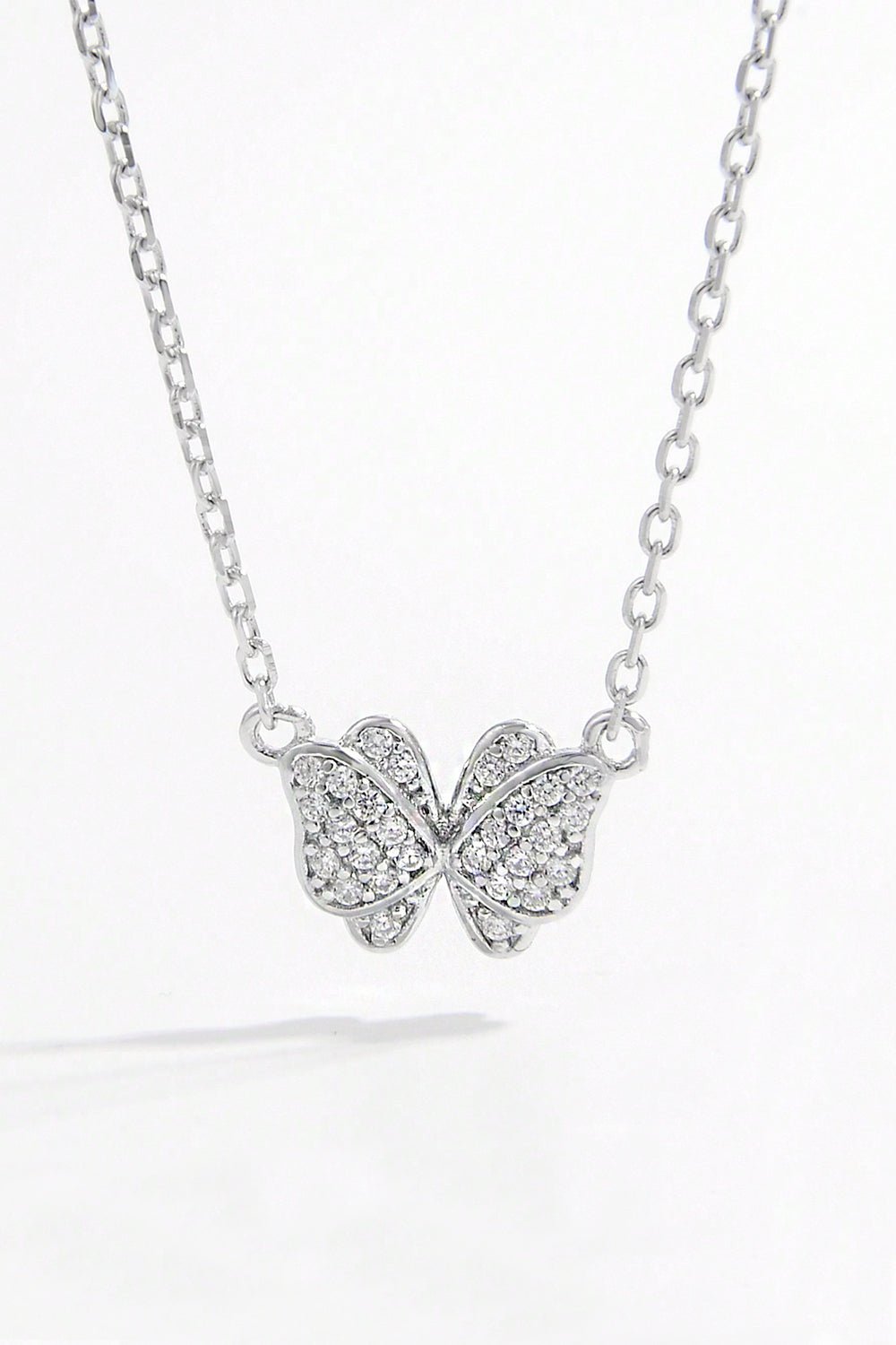 925 Sterling Silver Zircon Butterfly Pendant Necklace - Jaazi Intl