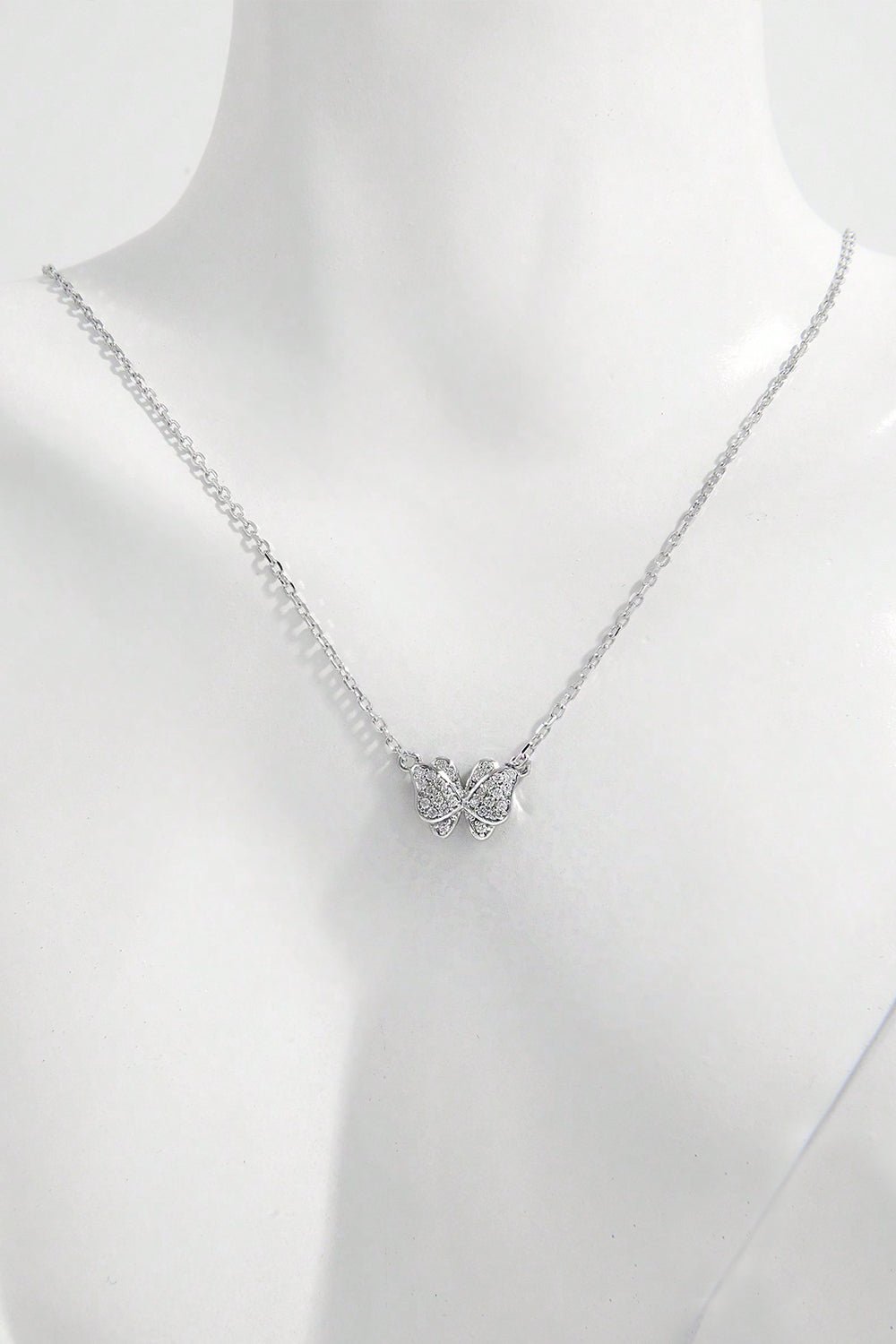 925 Sterling Silver Zircon Butterfly Pendant Necklace - Jaazi Intl