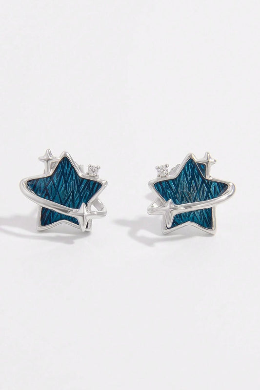 925 Sterling Silver Zircon Star Earrings - Jaazi Intl