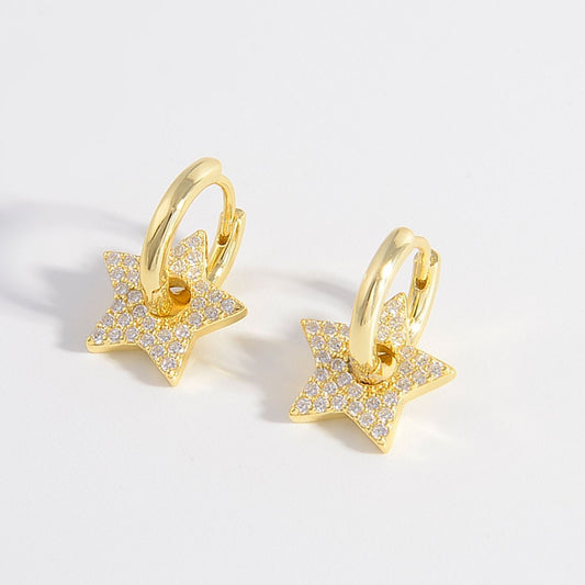 925 Sterling Silver Zircon Star Earrings - Jaazi Intl