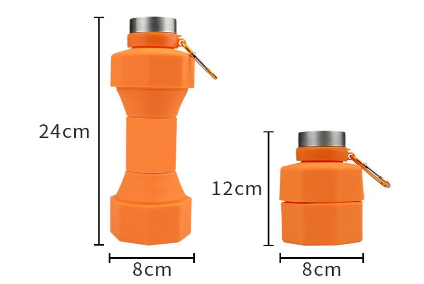 Large Capacity Sports Silicone Water Bottle Creative Foldable Fitness Dumbbell Shape