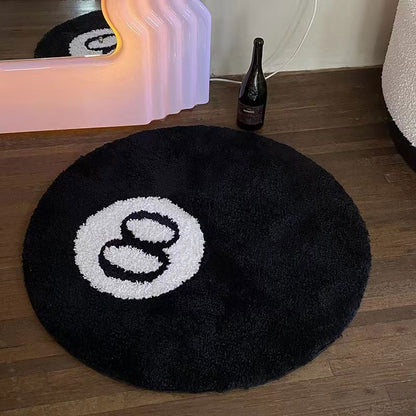 Tapis noir Simple 8 floqué, antidérapant, pour salon, canapé, table basse, bureau, chambre à coucher, lit, sale