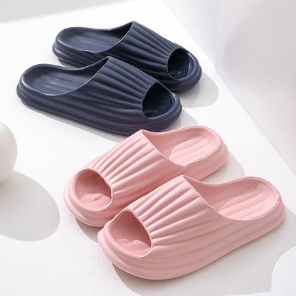 Home Slippers Women Men New Solid Striped Peep-toe Shoes House Floor Bathroom Slippers For Couple