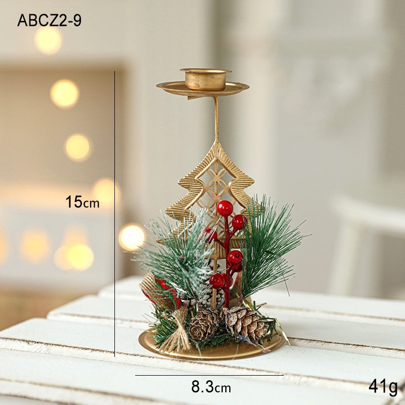 Christmas Candlestick Golden Wrought Iron Window Decoration