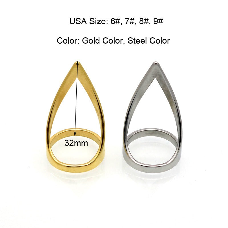 Gold Color Female Anel 32mm Wide Exaggerated Big Ring Stainless Steel Finger Rings For Women Wholesale Jewelry anillos