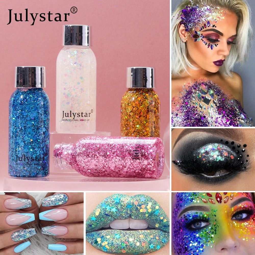 Julystar diamant cassé paillettes poudre transfrontalière Pop Show scène boîte de nuit maquillage paillettes ombre à paupières maquillage