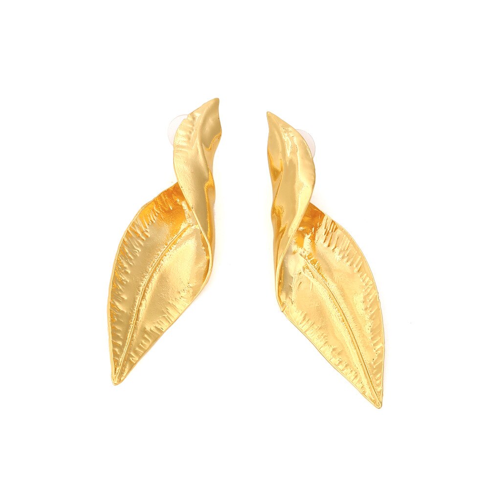 Boucles d'oreilles torsadées en forme de feuille de couleur or pour femmes, bijoux décontractés de fête