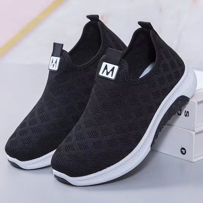 Summer Korean Mesh Comfortable Women Shoes Breathable Hollow Sports Walking Sneakers Casual Flat Ladies Solid Shoes