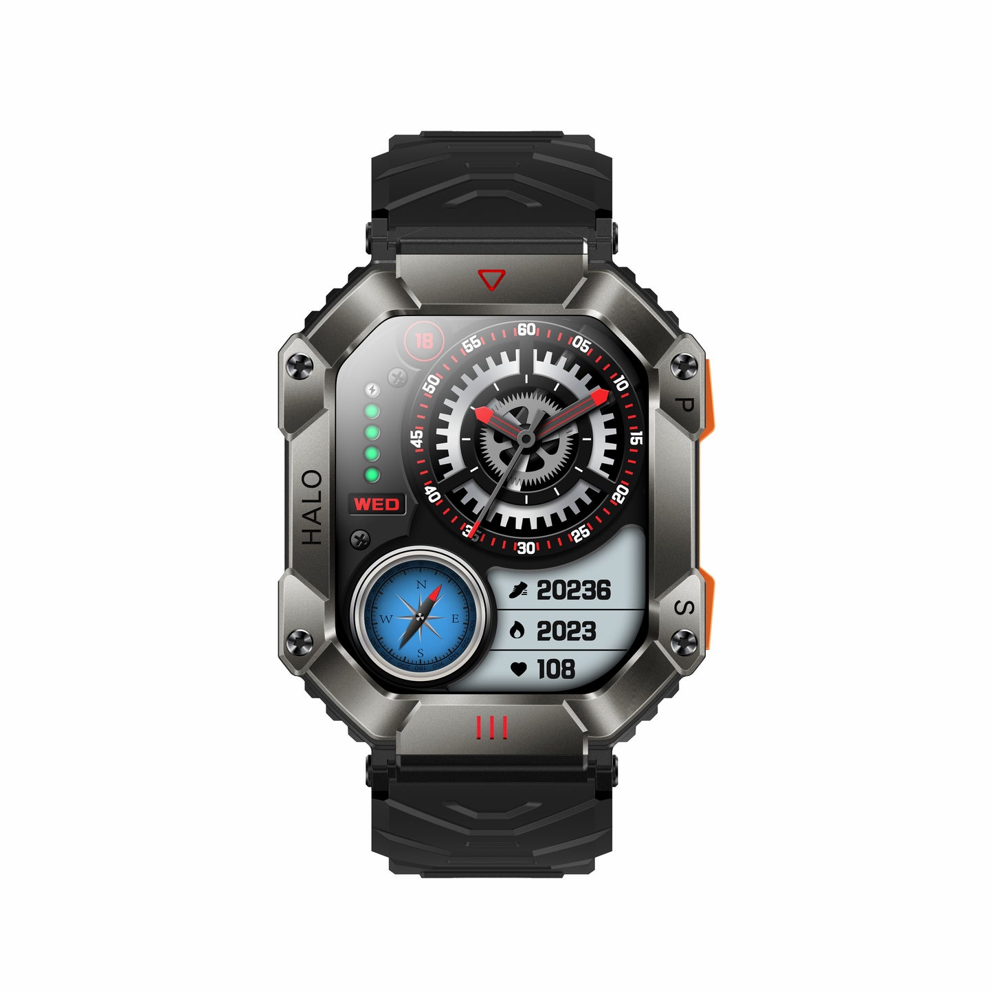 KR80 Bluetooth HD Sprachanruf Smartwatch Kompass Herzfrequenz Blutdruck Blutsauerstoffüberwachung 