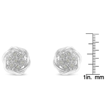 Sterling Silver Diamond Swirl Cluster Stud Earrings (1/6 cttw, I-J Color, I2-I3 Clarity)