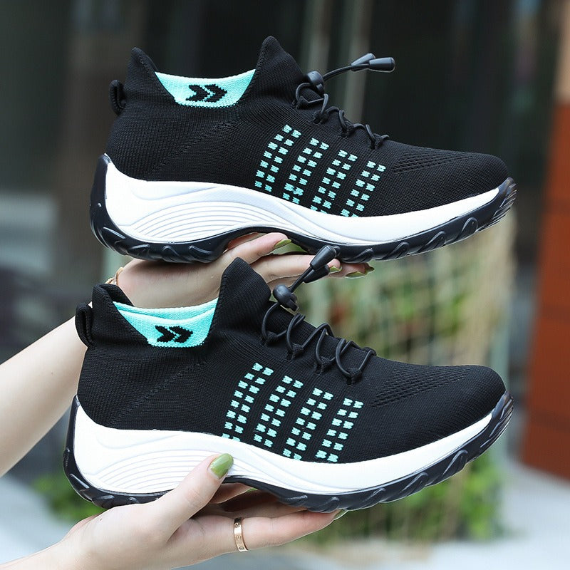 New Large Size High Elastic Fly Woven Breathable Shoes Fashion Light Socks Women's Sports Shoes