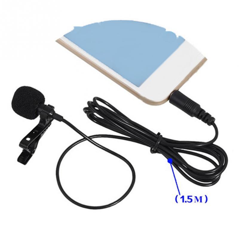 VOXLINK 3,5 mm Clip de Microphone Collier de Cravate pour téléphone Portable Parlant en Lecture 1,5 m/3 m Clip de Support Audio Vocal Microphone à Revers 