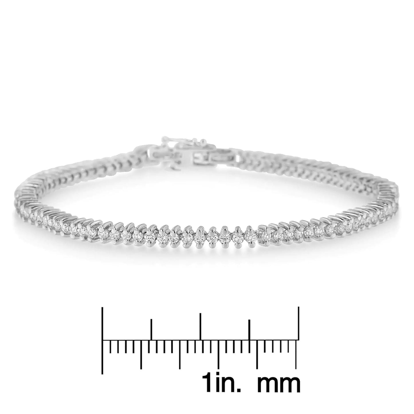 18K White Gold Round Cut Pave Diamond Tennis Bracelet (2.00 cttw, H-I Color, SI2-I1 Clarity)