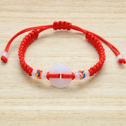 Bracelet en corde rouge Bunbun tissé à la main, pièce de monnaie en cuivre