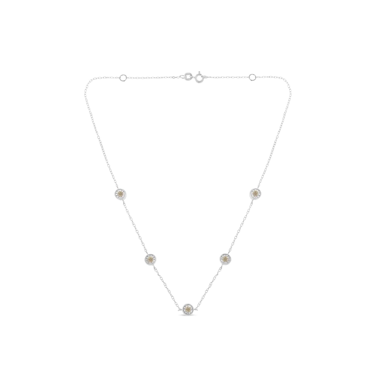 Sterling Silver Diamond Station Necklace (1/2 cttw, I-J Color, I1-I2 Clarity)