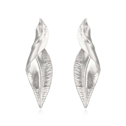 Boucles d'oreilles torsadées en forme de feuille de couleur or pour femmes, bijoux décontractés de fête