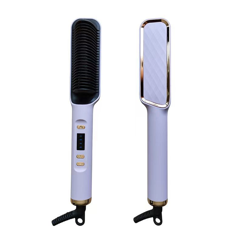 Peigne à cheveux raides, Lcd, bâton de friser pour personne paresseuse à ions négatifs domestiques, salon de coiffure à double usage, lisseur électrique