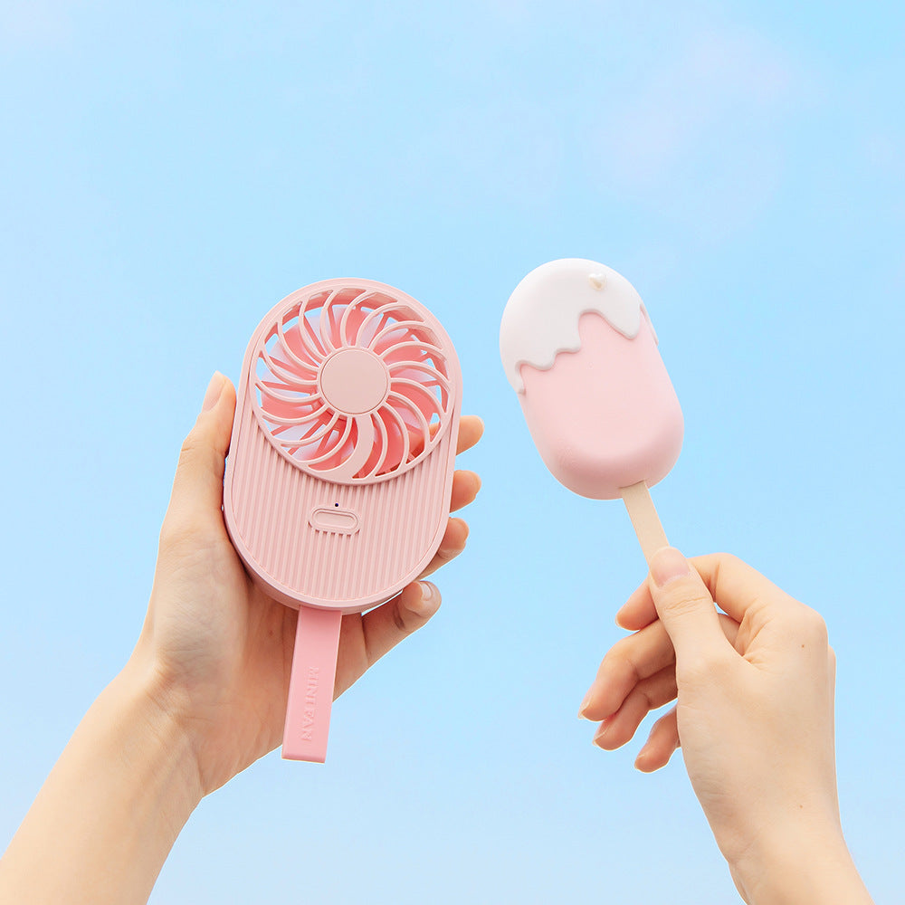 Ice Cream Shape Hanging Neck Small Fan Mini USB Handheld Mute Outdoor Convenient Fan Creative Gift