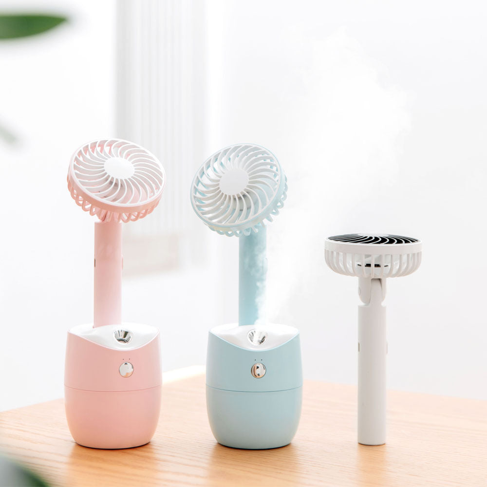 Nouveau Ventilateur de pulvérisation rotatif, Mini humidificateur Rechargeable USB, ventilateur à tête secouante silencieux et Portable 