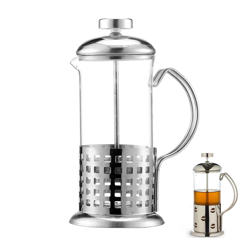 Manual Coffee Espresso Maker Pot French Coffee Tea Percolator Filter Stainless Steel Glass Teapot Cafetiere Press Plunger 350ml