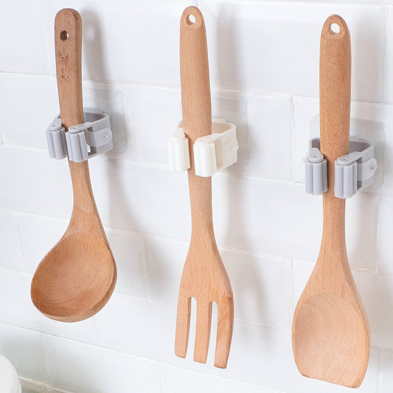 Kitchen Accessories Item Storage Tool Wall Mounted Mop Holder Rack Broom Hanger Bathroom Shelf Organizer KItchen Gadget Supplies