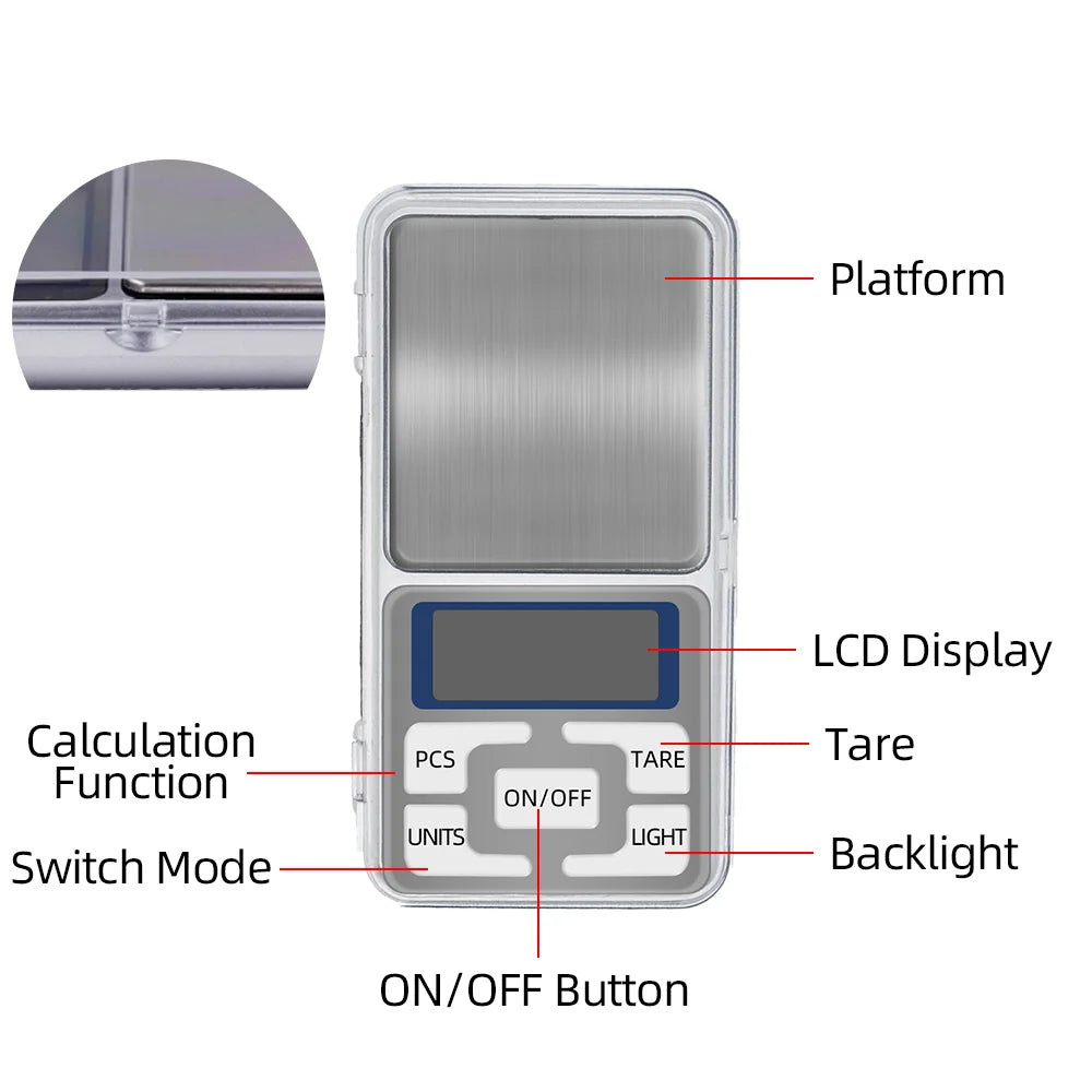 High Precision Balance 500g 0.1g Electronic Weight Scale Digital Pocket Jewelry Diamond With Retail Box Backlight For Kitchen