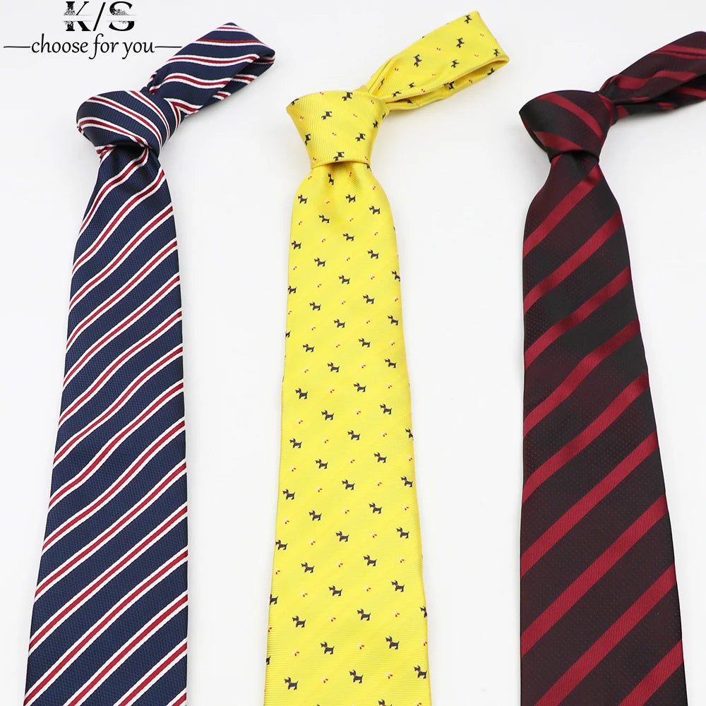 Fashion Men's Tie Casual Stripe Necktie Business Wedding Party Dress Wear 8cm Boy Birthday Gift Daily Cartoon Cute Yellow Ties