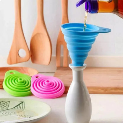 High Quality 1pc New Mini Silicone Gel Foldable Collapsible Style Funnel Hopper Kitchen cooking tools