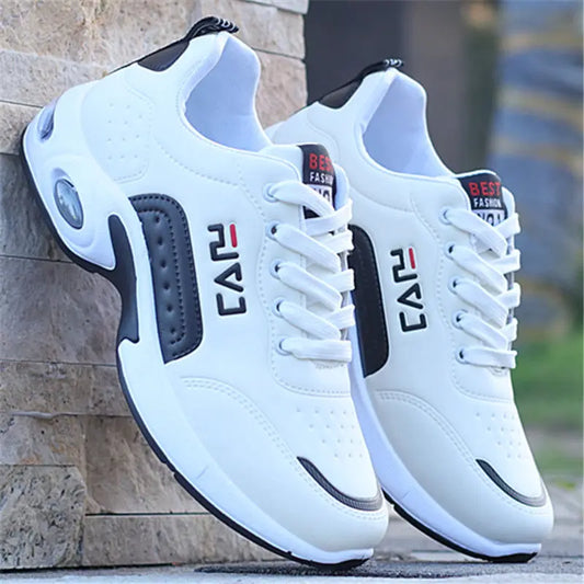 Men White Shoes Air Cushion Sneakers Breathable Outdoor Walking Sport Shoes For Male Lace-up Casual Shoes Bubble Men Footwear