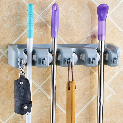 Kitchen Organizer Mop Holder Storage Rack 3/4/5 Position Wall Mounted Shelf for Mount Screw Broom Mops Hanger ABS Home Organizer