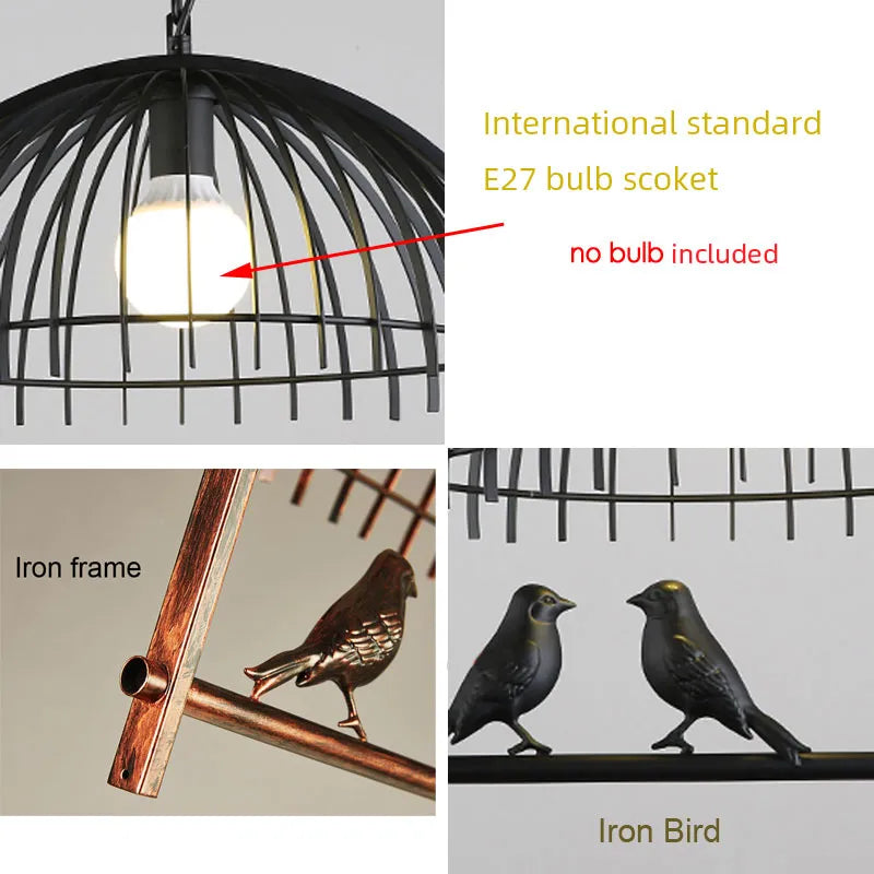 Nordic Bird Lights Bedroom Dining Room Pendant Lamp Amercian Country Droplight Kitchen Restaurant Headlight Cafe Chandelier