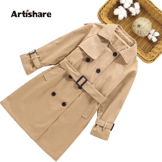 Girls Long Jacket Solid Color Girl Coats Kids Casual Style Childrens' Jacket Spring Autumn Kids Clothing 6 8 10 12 14