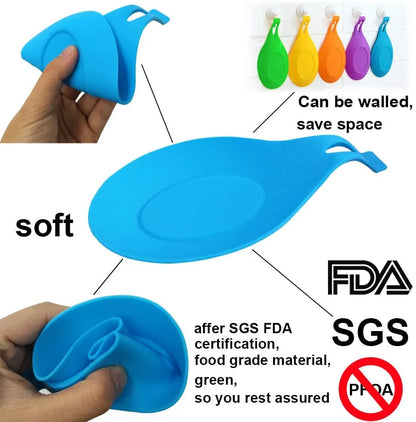 WALFOS Food Grade Silicone Spoon Rest Utensil Spatula Holder Heat Resistant Kitchen Tool